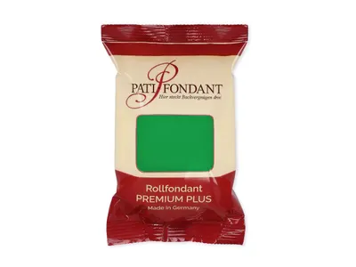 Německá potahovací hmota PATI PREMIUM v zelené barvě, 250 g, značka Cake Masters, určená k potahování a zdobení dortů