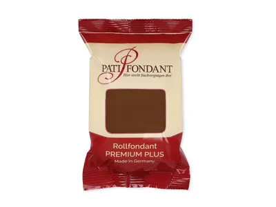 Potahovací hmota PATI PREMIUM hnědé barvy od značky Cake Masters o hmotnosti 250 g na dorty a zdobení