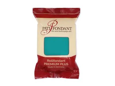 Potahovací hmota PATI PREMIUM v tyrkysové barvě o hmotnosti 250 g na dort