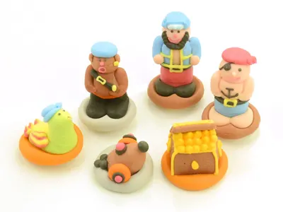 Cukrová dekorace na dort, sada pirátských motivů v počtu 6 kusů, značka Cake Masters