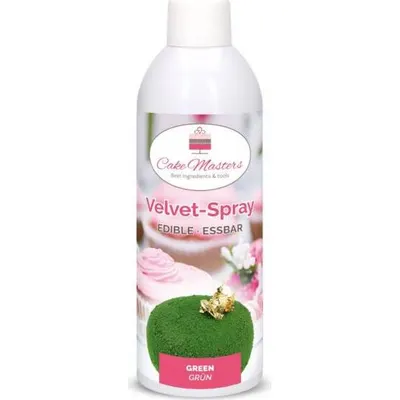 Velvet sprej zelené barvy Cake Masters o objemu 400 ml pro sametově matnou úpravu dortů a dezertů