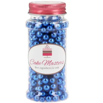 Modré perličky na zdobení cukroví a dortů od značky Cake Masters, balení 60 g