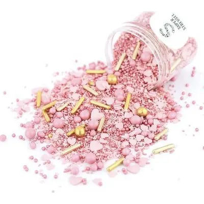 Cukrové zdobení Super Streusel v růžovo-červeném valentýnském provedení, 90 g, na dorty a dezerty