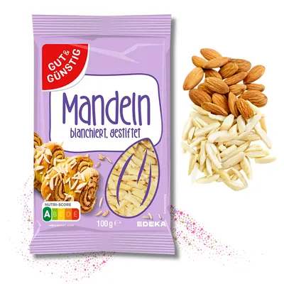 Blanšírované mandlové štěpky EDEKA na pečení a zdobení dortů, balení 100 g