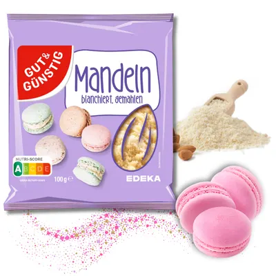 Blanšírovaná mandlová mouka EDEKA z Německa v balení 100 g, jemně mletá pro makronky a dorty
