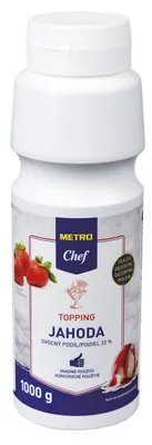 Jahodový topping METRO Chef v 1kg balení určený na dekoraci zmrzliny, dortů a dezertů