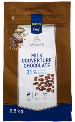 Mléčná čokoláda v čočkách 31 % kakaa od značky METRO Chef pro ganache, polevy a dezerty