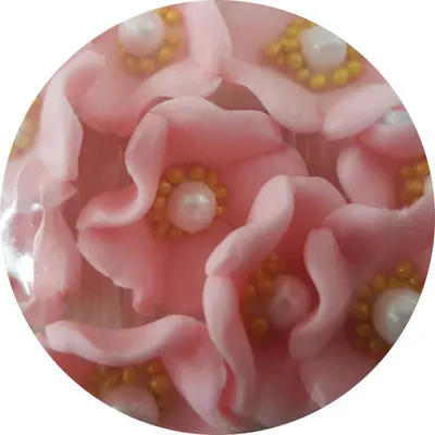 Růžové cukrové květinky na zdobení dortů, balení 10 kusů od značky I love Cakes