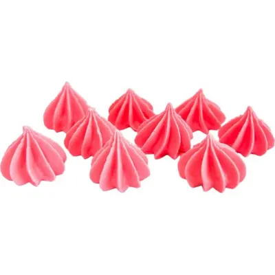 Mini růžové pusinky z cukru na zdobení dortů a cupcakes značky I love Cakes, 9 kusů
