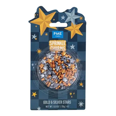 Cukrové hvězdičky stříbrné a zlaté 25 g