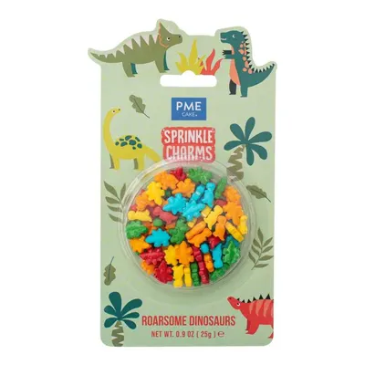 Jedlé dekorace ve tvaru barevných dinosaurů od značky PME na zdobení dortů a cupcakes, balení 25 g