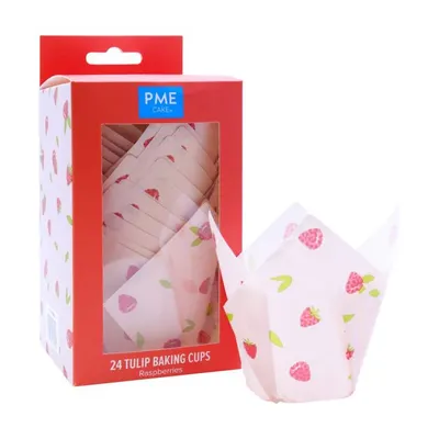 Košíčky na muffiny Tulip růžové s malinami 24 ks