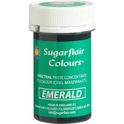 Gelová barva Sugarflair v odstínu emerald pro obarvení dortových krémů, potahovacích hmot a marcipánu
