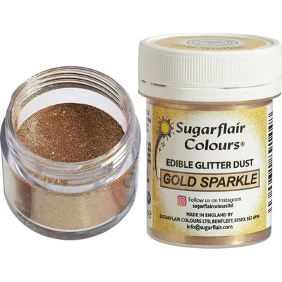 Zlatý jedlý třpyt Sugarflair v balení 10 g na zdobení dortů a zákusků