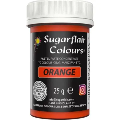 Gelová potravinářská barva Sugarflair v jemném pastelovém oranžovém odstínu na tónování krémů, těst a potahovacích hmot