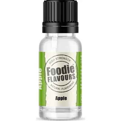 Přírodní koncentrované aroma s příchutí jablka od značky Foodie Flavours v lahvičce o objemu 15 ml pro pečení