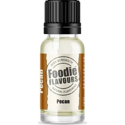 Přírodní koncentrované aroma Foodie Flavours s příchutí pekanového ořechu v lahvičce 15 ml na ochucení pečiva a krémů