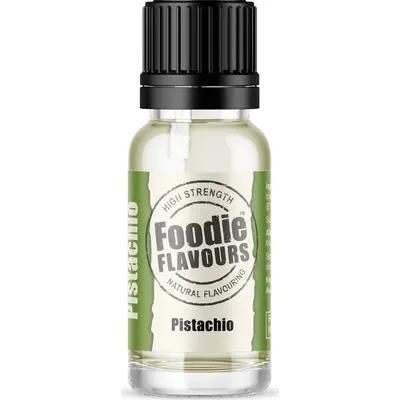 Přírodní koncentrované aroma Foodie Flavours s příchutí pistácie v lahvičce 15 ml pro ochucení krémů, zmrzlin a dortů