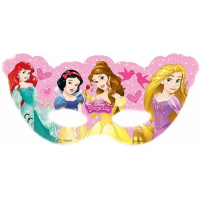 Papírové party masky Disney Princess od značky Procos, balení 6 kusů pro dětskou oslavu
