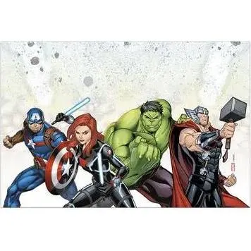 Jednorázový ubrus s motivem Avengers o rozměru 120 x 180 cm na dětskou party