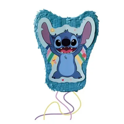 Piňata ve tvaru postavy Stitche od značky Procos, rozměry 32 x 27 cm, určená ke hře na rozbití na dětských oslavách