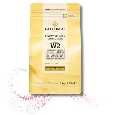 Belgická bílá čokoláda Callebaut W2 28 % v balení 1 kg vhodná na ganáže, krémy a polevy
