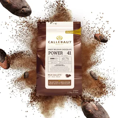 Mléčná belgická čokoláda Callebaut Power 41 v pecičkách, 2,5 kg, vhodná na polevy, krémy a ganache