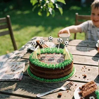 Dortové svíčky ve tvaru fotbalových míčů od značky PartyDeco, 6 kusů na zdobení narozeninového dortu