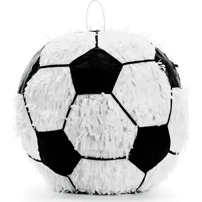 Piňáta ve tvaru fotbalového míče o průměru 35 cm od značky PartyDeco na dětské narozeniny a sportovní party