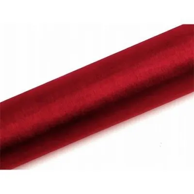 Červená organza od značky PartyDeco v rozměru 16 cm x 9 m pro dekorace stolů, židlí a balení dárků