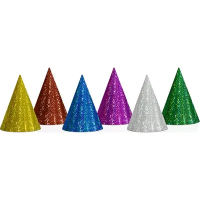 Holografické párty čepičky barevné 20 ks, 16 cm
