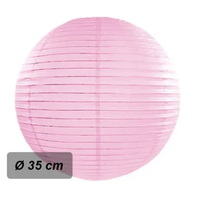 Kulatý papírový lampion v růžové barvě o průměru 35 cm pro dekoraci oslav a svateb
