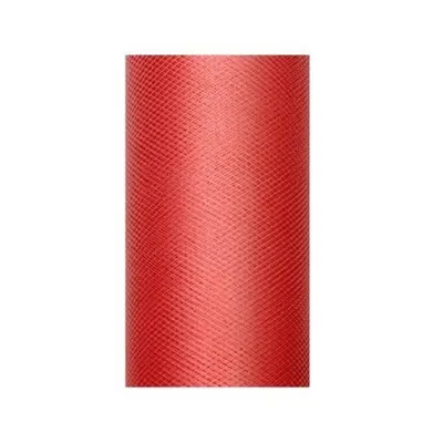 Červený dekorační tyl od značky PartyDeco v délce 9 m a šířce 30 cm pro výzdobu stolů a oslav