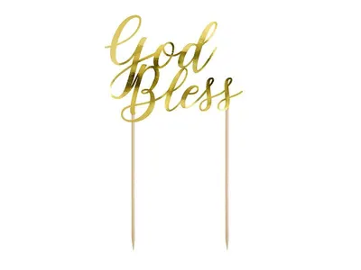 Zápich do dortu God Bless od značky PartyDeco pro první svaté přijímání, výška 27,5 cm