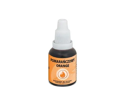 Tekutá airbrush barva Food Colours v oranžovém odstínu pro zdobení dortů a cukrářských výrobků, objem 20 ml