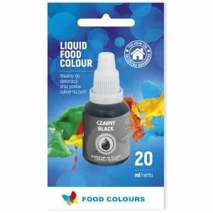 Tekutá černá airbrush barva Food Colours pro stínování a zdobení dortů o objemu 20 ml