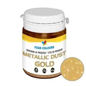 Jedlá prachová perleťová barva do airbrushe v zlatém odstínu New Gold od značky Food Colours, 20 g
