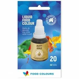 Tekutá perleťová airbrush barva Food Colours ve zlaté barvě pro zdobení dortů a cukrářských výrobků