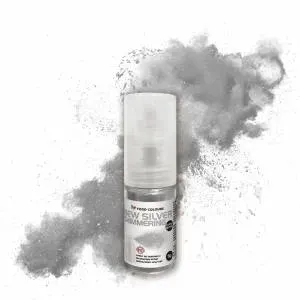 Jedlé třpytky Food Colours New Silver Shimmering v rozprašovači pro zdobení dortů a cukrářských dekorací