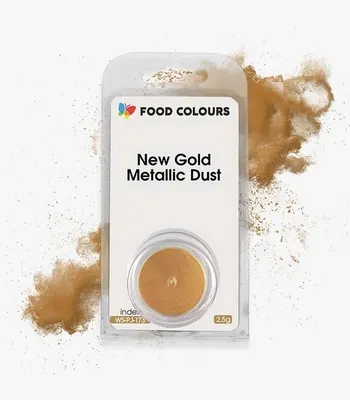 Jedlá prachová perleťová barva Food Colours ve zlaté metalické barvě pro zdobení dortů a cukrářských výrobků