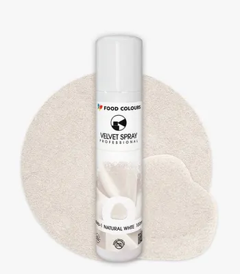 Sametový sprej Food Colours v bílém odstínu Natural White pro dekoraci dortů a chlazených dezertů