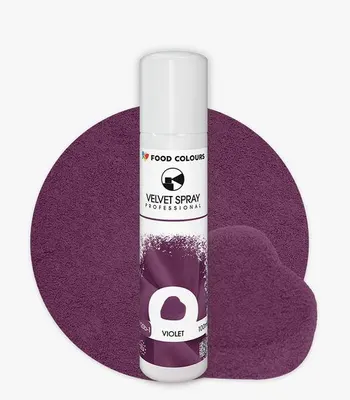 Sametový sprej Food Colours v odstínu violet pro dekoraci dortů a dezertů s jemným sametovým efektem o objemu 100 ml