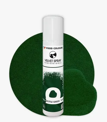 Sametový sprej Food Colours v odstínu Bottle Green pro rychlé zdobení dortů a zákusků s jemným sametovým efektem