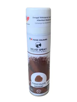 Sametový sprej Food Colours v čokoládovém odstínu na dezerty a dorty, objem 250 ml