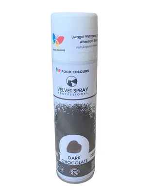 Sametový sprej Food Colours v odstínu Dark Chocolate pro dorty a dezerty s jemným tmavě čokoládovým efektem