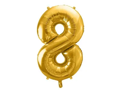 Foliový balónek číslo 8 zlatý, výška 86 cm