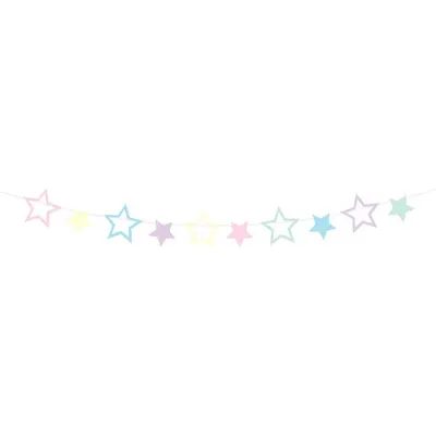 Girlanda hvězdy Unicorn, pastelová, 2 m, 10 hvězd