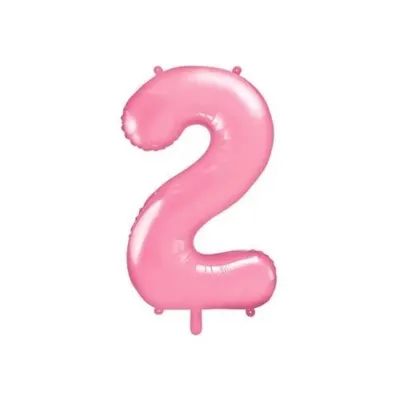 Růžová foliová číslice 2 o výšce 86 cm od značky PartyDeco na narozeninové oslavy a výzdobu