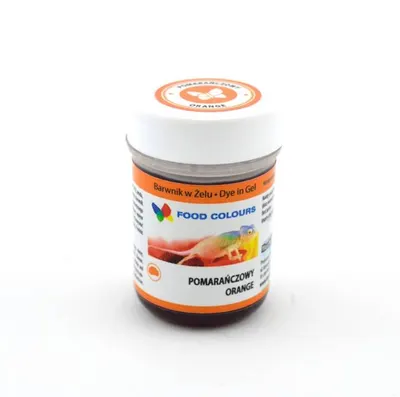 Gelová potravinářská barva Food Colours v oranžovém odstínu pro obarvení krémů, marcipánu a potahovacích hmot