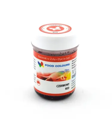 Gelová potravinářská barva Food Colours v červeném odstínu, 35 g, pro barvení krémů, marcipánu a potahovacích hmot